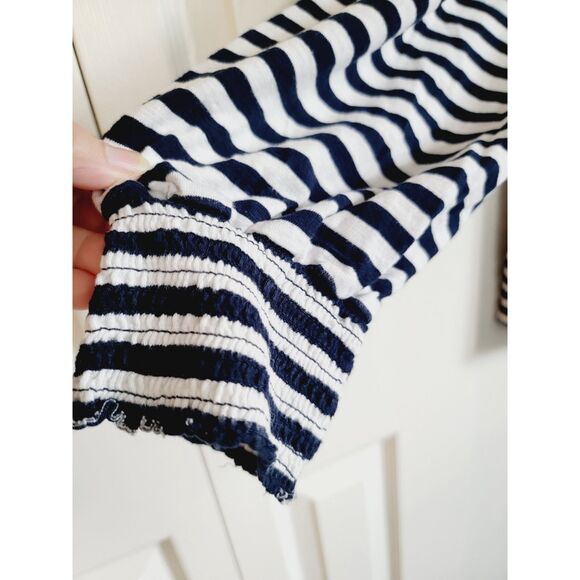 Chico's 3 Women's White Black Striped Knit Stretch Top Shirt Blouse Cotton Blnd - Picture 4 of 7